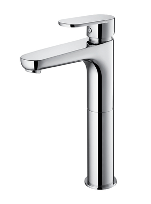 Vòi chậu rửa cao một tay cầm Hộp mực 35mm Nước nóng lạnh Chrome
