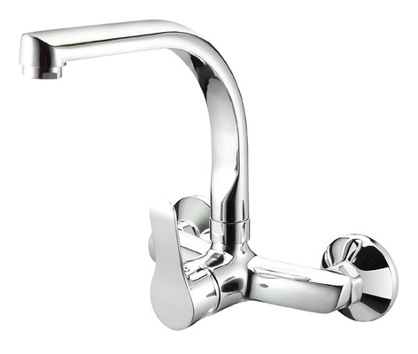 Máy trộn nhà bếp 2 lỗ Chrome Vòi Lắp đặt trên tường Đòn bẩy đơn Vòi chậu rửa xoay