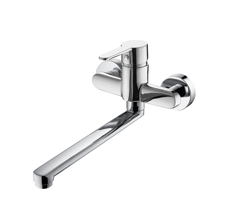 Chiều dài 291mm Gắn tường Nhà bếp Vòi chậu Kẽm Đòn bẩy Nhà bếp Vòi xoay
