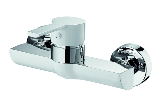 Bộ trộn vòi sen gắn tường Vòi tắm bằng đồng thau ， Tay cầm đơn chrome và trắng