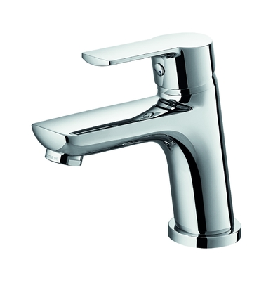 Vòi rửa bồn rửa mặt trong phòng tắm thương mại Tay cầm kim loại đơn Chrome Cao 142mm