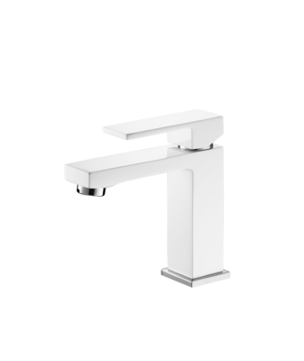 Phong cách Matte White Phòng khách Vòi rửa trong bồn rửa 1 lỗ Tay cầm bằng kẽm