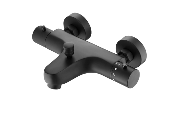 Matt Black Bath Shower 38 độ Vòi điều nhiệt Tay cầm kép