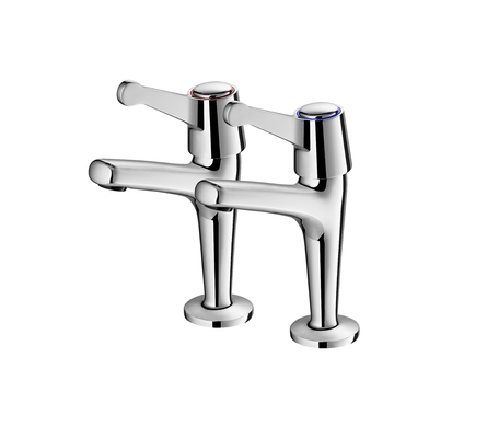 Vòi hiện đại gắn trên boong hai lỗ hai tay cầm Chrome OEM được đánh bóng