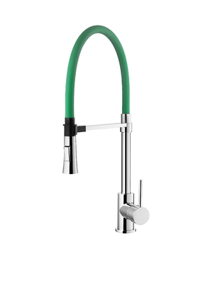 Màu xanh lá cây Chrome đơn Lỗ từ tính Kéo xuống Vòi nhà bếp Máy trộn nước nhà bếp Vòi