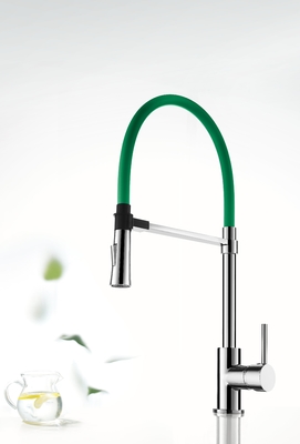 Màu xanh lá cây Chrome đơn Lỗ từ tính Kéo xuống Vòi nhà bếp Máy trộn nước nhà bếp Vòi