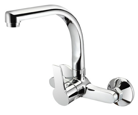 SUS304 Vòi trộn bếp gắn tường có vòi 2 lỗ Vòi nước nóng và lạnh