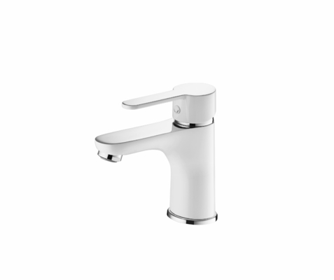 Nước nóng và lạnh bằng đồng thau Vòi rửa một tay cầm chrome / trắng