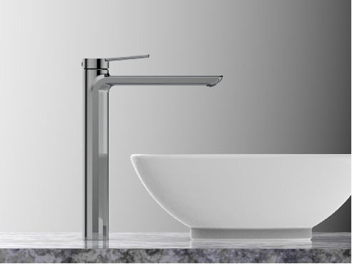 Máy trộn lưu vực phòng tắm bằng gốm sứ bằng đồng thau Tap Chrome Black High Spout