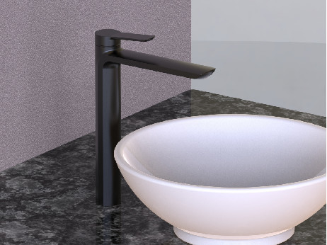 Máy trộn lưu vực phòng tắm bằng gốm sứ bằng đồng thau Tap Chrome Black High Spout