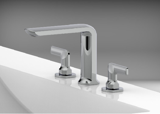 Rộng rãi 2 Tay cầm Vòi chậu rửa trong phòng tắm 3 lỗ Màu Chrome