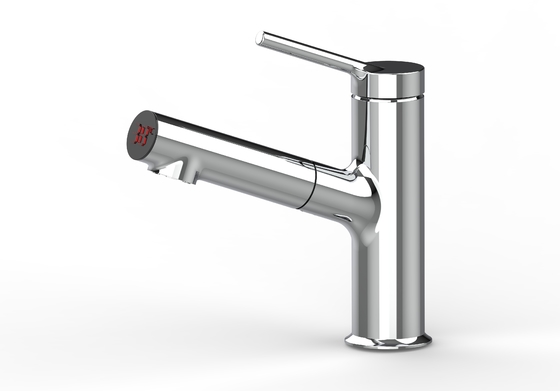 Kéo ra vòi lưu vực hiển thị kỹ thuật số Máy trộn đòn bẩy đơn Tap Phòng tắm cho bồn rửa